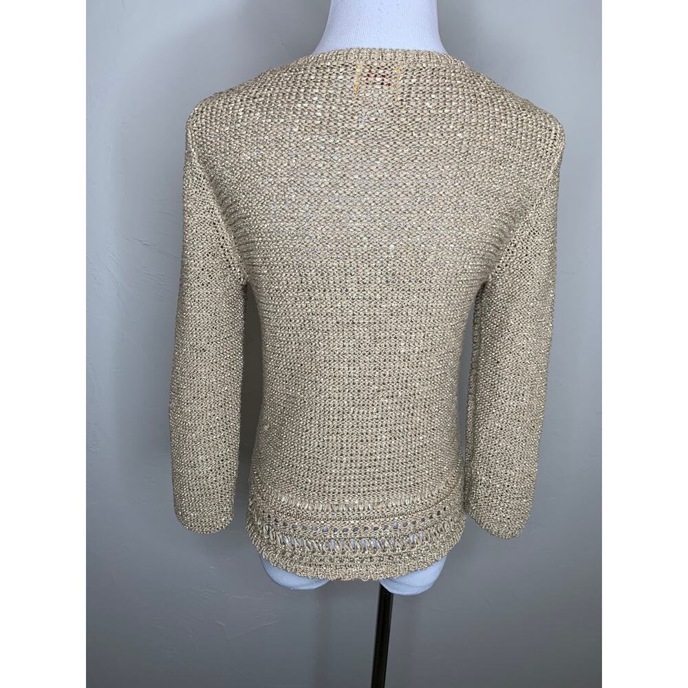 Gold Beaded Sweater Size Small Petite Turquoise Gold Rust Beads Western - Picture 2 of 8
